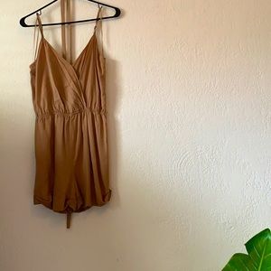 Silky smooth tan romper.